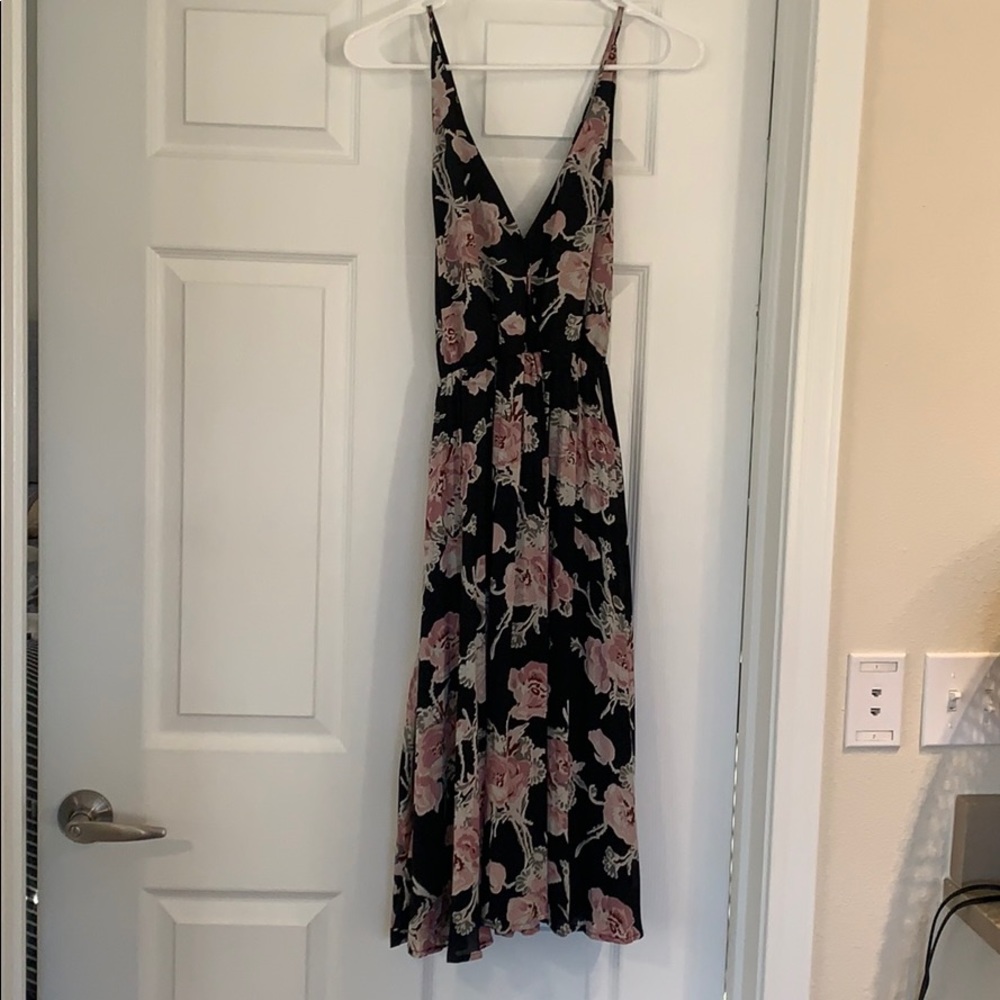 Floral Black Midi Dress